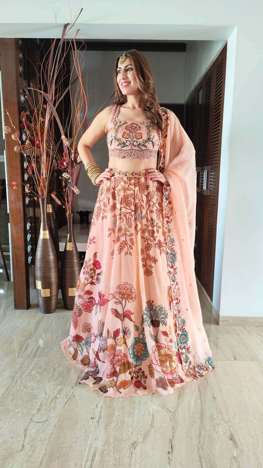 Onion Pink Sequin Embellished Lehenga Set With Choker Dupatta